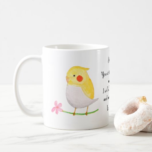 Funny Gift for Cockatiel Owner Cute Custom Name Koffiemok (Met donut)