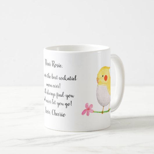 Funny Gift for Cockatiel Owner Cute Custom Name Koffiemok (Voorkant rechts)
