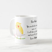 Funny Gift for Cockatiel Owner Cute Custom Name Koffiemok (Voorkant links)