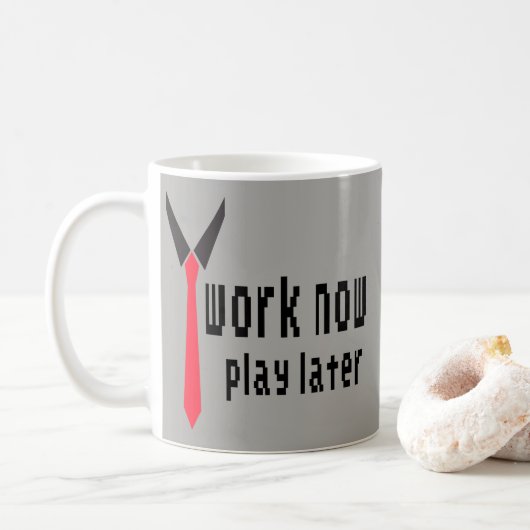 Funny Gift for Coworkers Work Now Play Later Koffiemok (Met donut)