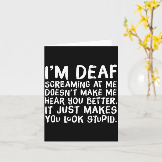 Funny Gift For Deaf People Hearing Joke  Kaart (Gele Bloem)