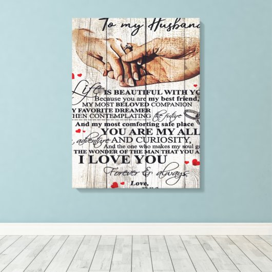 Funny Gift for Man | Funny Quotes to Husband | Canvas Afdruk (Insitu (Houten vloer))
