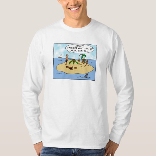 Funny Gift for Woodturner Deserted Island Cartoon T-shirt (Voorkant)