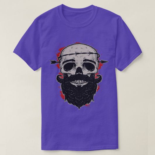 Funny Gift Funny Face Beard Skull T-shirt (Design voorkant)