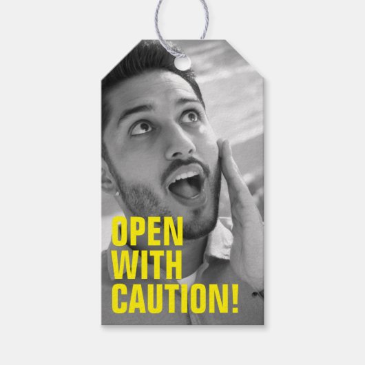 Funny Gift label met zwart-wit gezicht Foto Cadeaulabel (Voorkant)