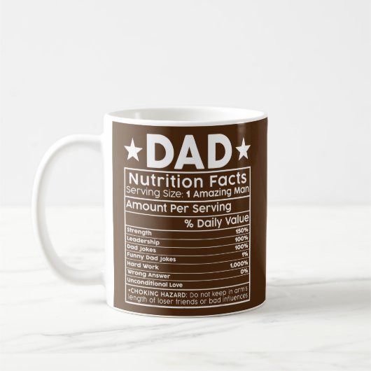 Funny Gift Mannen Vaderdag Pap Nutrition Facts Koffiemok (Links)