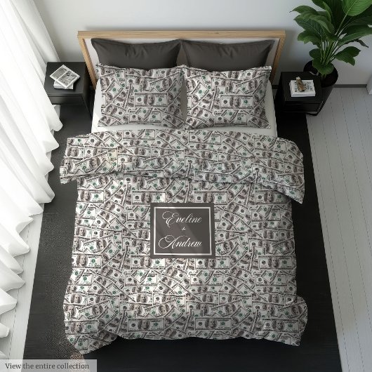 Funny gift modern dollar pattern personalized name bad handdoek