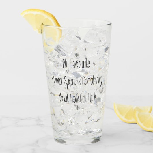Funny Gift Quote My Favourite Winter Sport Glass Glas (Voorkant ijs)