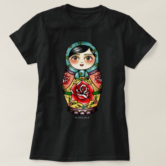 Funny Gifts Nesting Doll - Red Palette Flowers Mat T-shirt (Design voorkant)