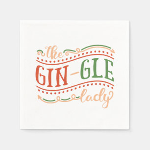 Funny Gin-gle Lady Kerstmis   Napkin Servet
