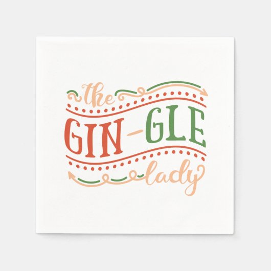 Funny Gin-gle Lady Kerstmis | Napkin Servet (Voorkant)