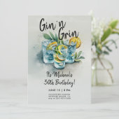 Funny Gin n Grin Drinken Party Mannen 30e Verjaard Kaart (Staand voorkant)