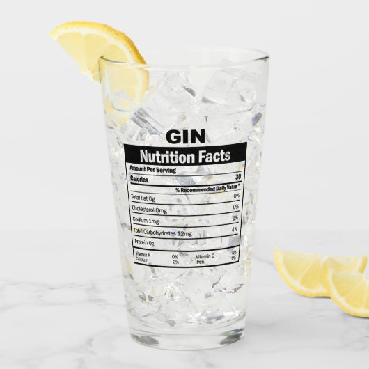 Funny Gin Nutrition Facts Glass Glas (Voorkant ijs)
