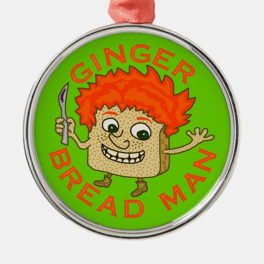 Funny Ginger Bread Man Kerstmis Metalen Ornament (Voorkant)