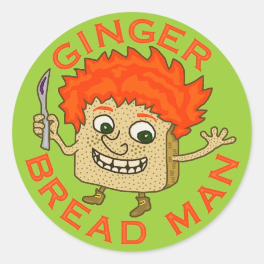 Funny Ginger Bread Man Kerstmis Ronde Sticker (Voorkant)