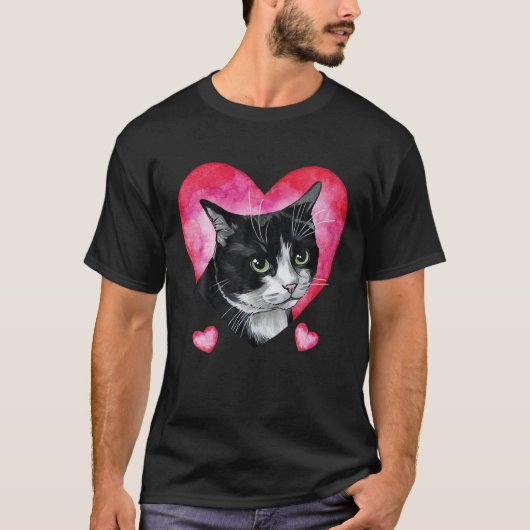 Funny Ginger Cat Black Kitten Love Valentijnsdag T-shirt (Voorkant)