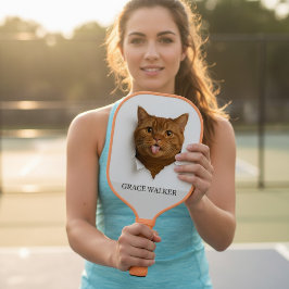 Funny Ginger Cat "Blep" Custom Name Pickleball Paddle