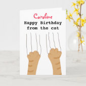 Funny ginger kat krabt verjaardagskaart kaart (Gele Bloem)