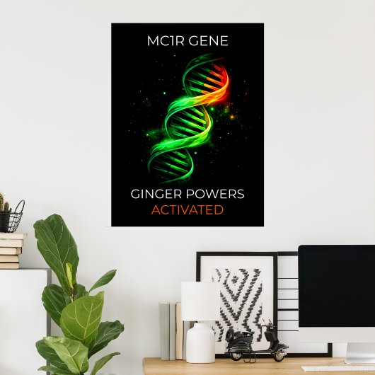 Funny Ginger Powers Activated Redhead DNA Wall Art Poster (Thuiskantoor)