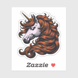 Funny Ginger Unicorn Head  Sticker