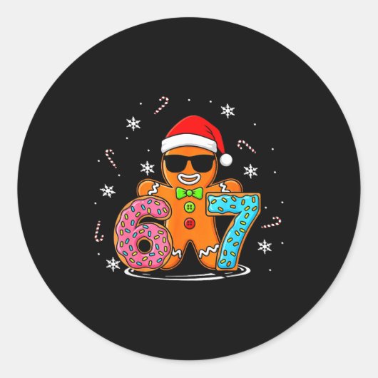 Funny Gingerbread 67 Six Seven Ice Cream Drip Chri Ronde Sticker (Voorkant)