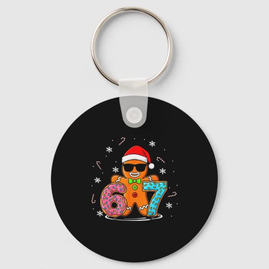 Funny Gingerbread 67 Six Seven Ice Cream Drip Chri Sleutelhanger (Voorkant)