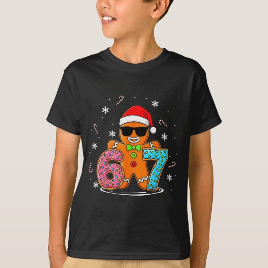Funny Gingerbread 67 Six Seven Ice Cream Drip Chri T-shirt (Voorkant)