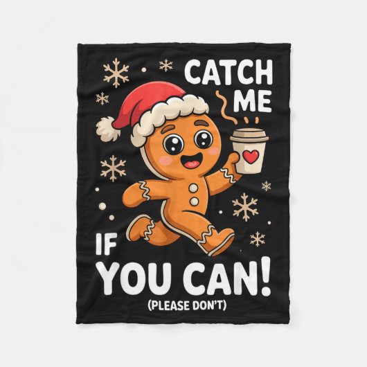 Funny Gingerbread Christmas Catch Me If You Can Pl Fleece Deken (Voorkant)