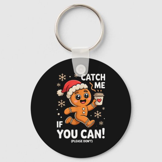 Funny Gingerbread Christmas Catch Me If You Can Pl Sleutelhanger (Voorkant)