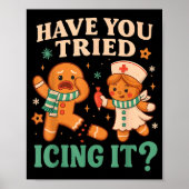 Funny Gingerbread Christmas Pun Have You Tried Ici Poster (Voorkant)