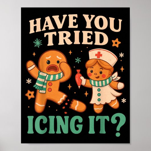 Funny Gingerbread Christmas Pun Have You Tried Ici Poster (Voorkant)