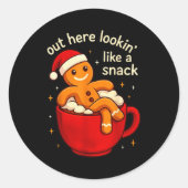 Funny Gingerbread Christmas Snack Cookies Boys Tod Ronde Sticker (Voorkant)