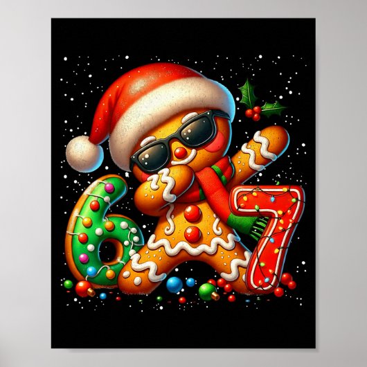 Funny Gingerbread Dabbing Six Seven 67 Meme Christ Poster (Voorkant)