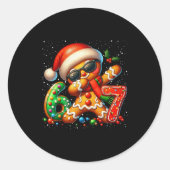 Funny Gingerbread Dabbing Six Seven 67 Meme Christ Ronde Sticker (Voorkant)
