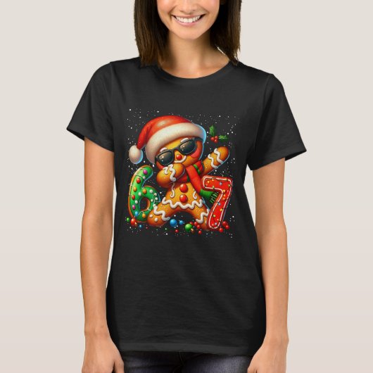 Funny Gingerbread Dabbing Six Seven 67 Meme Christ T-shirt (Voorkant)