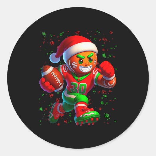 Funny Gingerbread Football Snowflake Christmas Xma Ronde Sticker (Voorkant)