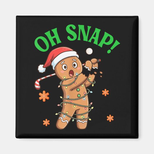 Funny Gingerbread Golf Christmas Cookie Oh Snap Sa Magneet (Voorkant)