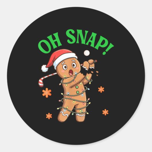 Funny Gingerbread Golf Christmas Cookie Oh Snap Sa Ronde Sticker (Voorkant)