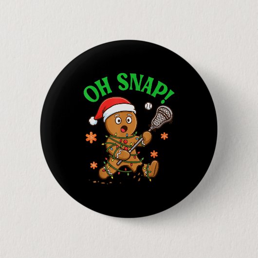 Funny Gingerbread Lacrosse Christmas Cookie Oh Sna Ronde Button 5,7 Cm (Voorkant)