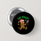 Funny Gingerbread Lacrosse Christmas Cookie Oh Sna Ronde Button 5,7 Cm (Voorkant /achterkant)