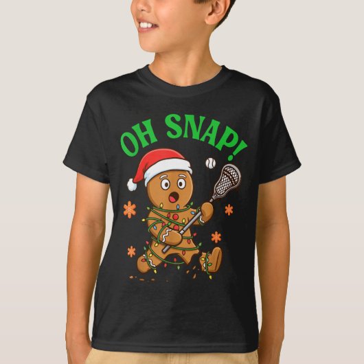 Funny Gingerbread Lacrosse Christmas Cookie Oh Sna T-shirt (Voorkant)