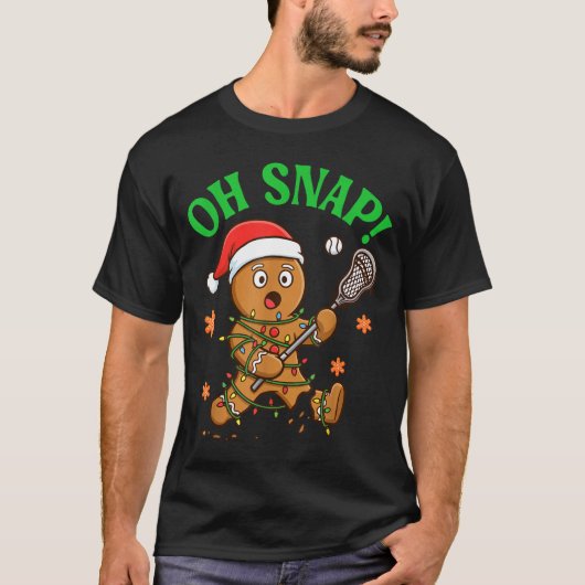 Funny Gingerbread Lacrosse Christmas Cookie Oh Sna T-shirt (Voorkant)