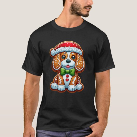 Funny Gingerbread Man Beagle Christmas Dog Womens T-shirt (Voorkant)