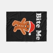 Funny Gingerbread Man Bite Me Christmas Cookie Cos Fleece Deken (Voorkant (Horizontaal))