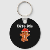 Funny Gingerbread Man Bite Me Christmas Cookie Cos Sleutelhanger (Voorkant)