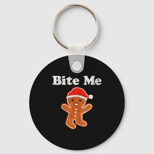 Funny Gingerbread Man Bite Me Christmas Cookie Cos Sleutelhanger (Voorkant)