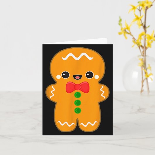 Funny Gingerbread Man Christmas Men Women Adult Yo Kaart (Gele Bloem)