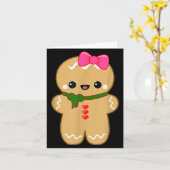 Funny Gingerbread Man Christmas Women &amp; Girl T Kaart (Gele Bloem)