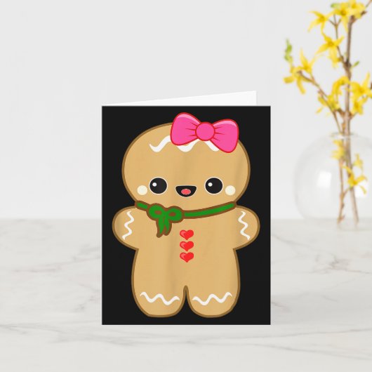 Funny Gingerbread Man Christmas Women &amp; Girl T Kaart (Gele Bloem)