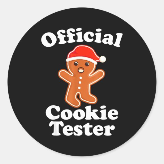 Funny Gingerbread Man Cookie Tester Christmas Ronde Sticker (Voorkant)